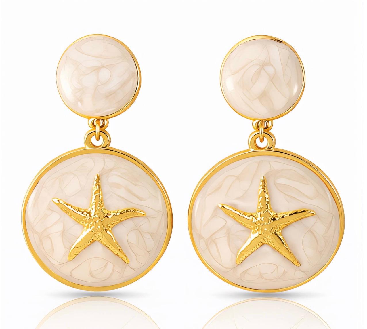 "Starfishs" Earrings, 18K Gold Plated Steel