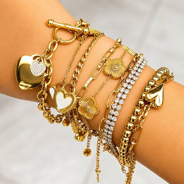 "Heart" Bracelet, 18K Gold Plated Steel