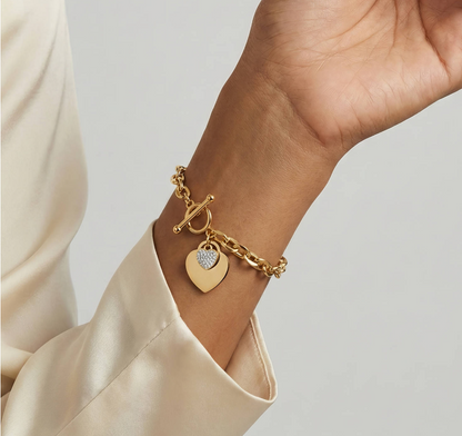 Hearts" Bracelet, 18K Gold Plated Steel