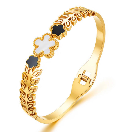 Flowers" Bracelet, 18K Gold Plated Steel