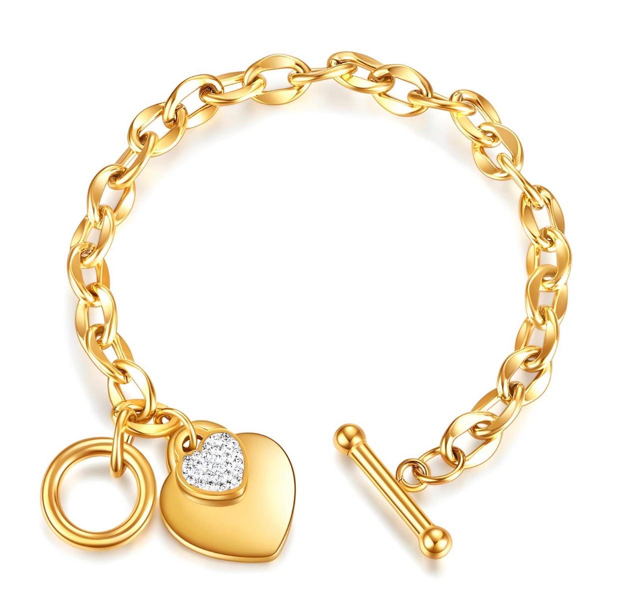 Hearts" Bracelet, 18K Gold Plated Steel