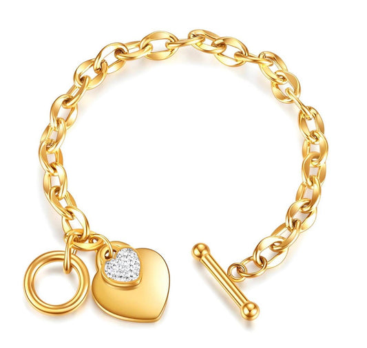Hearts" Bracelet, 18K Gold Plated Steel