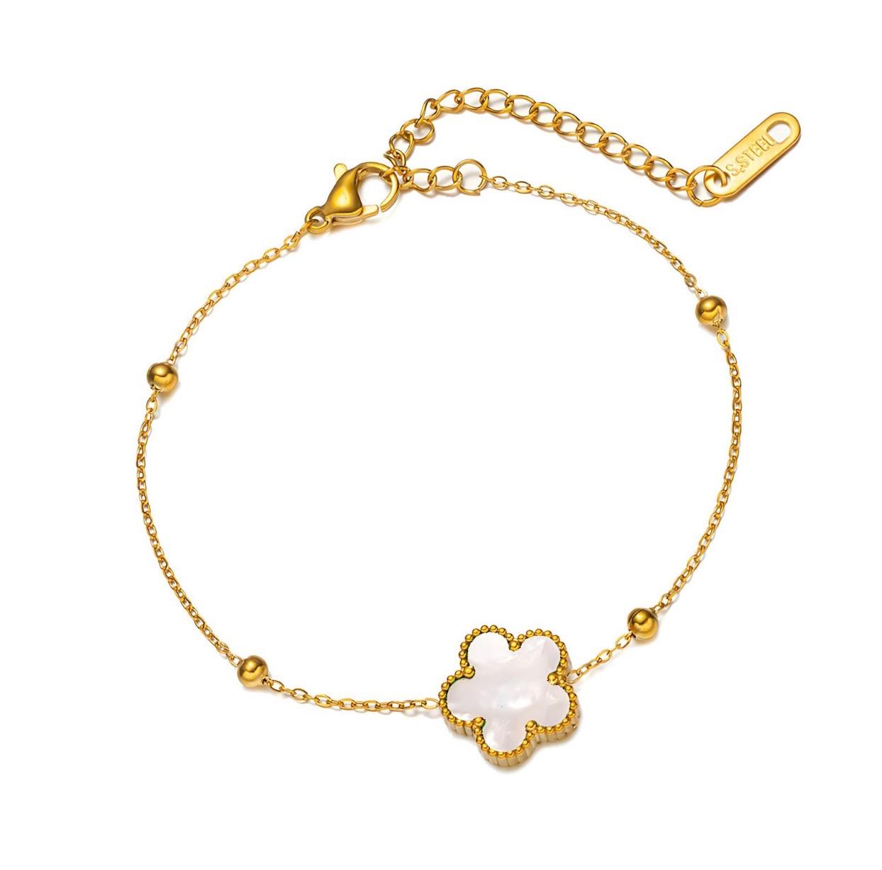 "Flower" Bracelet, 18K Gold Plated Steel