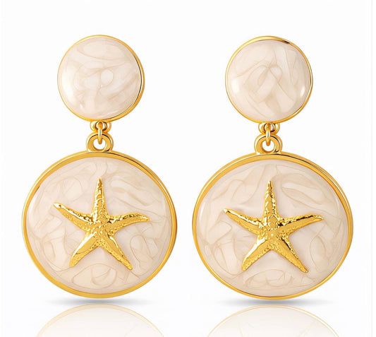 "Starfishs" Earrings, 18K Gold Plated Steel