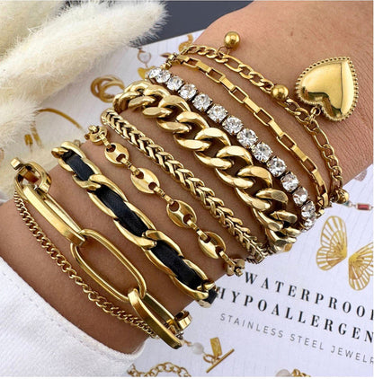 Bracelet, 18K Gold Plated Steel