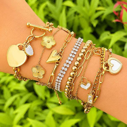 "Heart" Bracelet, 18K Gold Plated Steel