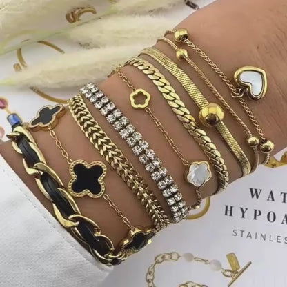 Bracelet, 18K Gold Plated Steel