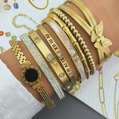 Bracelet, 18K Gold Plated Steel