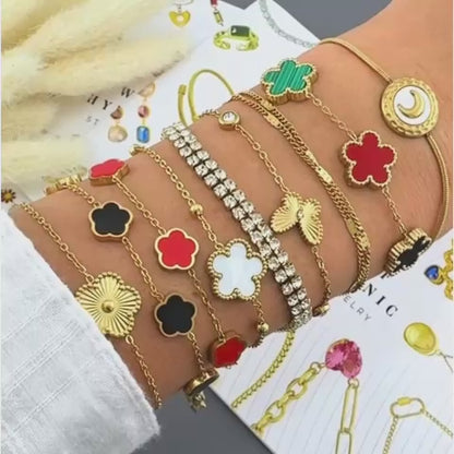 "Flower" Bracelet, 18K Gold Plated Steel